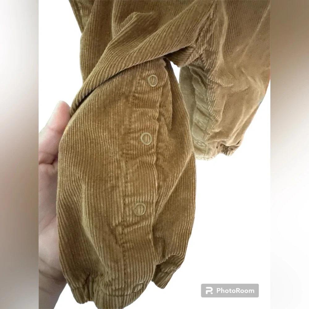Baby brown corduroy teddy bear overalls
